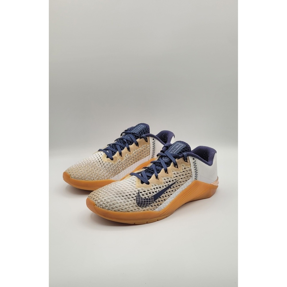 Nike Metcon 6 Mens Training Shoes 7.5 Beige Navy Gum CrossFit DA2894-991